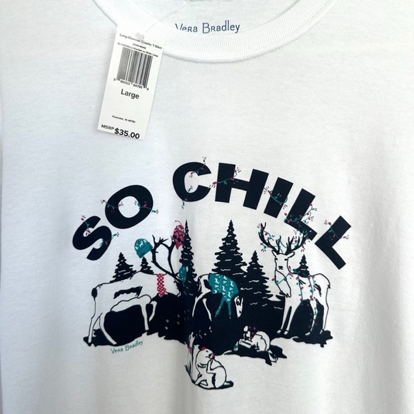 Vera Bradley “So Chill” Long Sleeve Graphic Tee | Holiday Reindeer | NWT |Size L - Picture 4 of 11